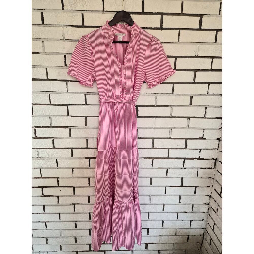 London Times Striped Maxi Dress Womens Size 6 Pink & White